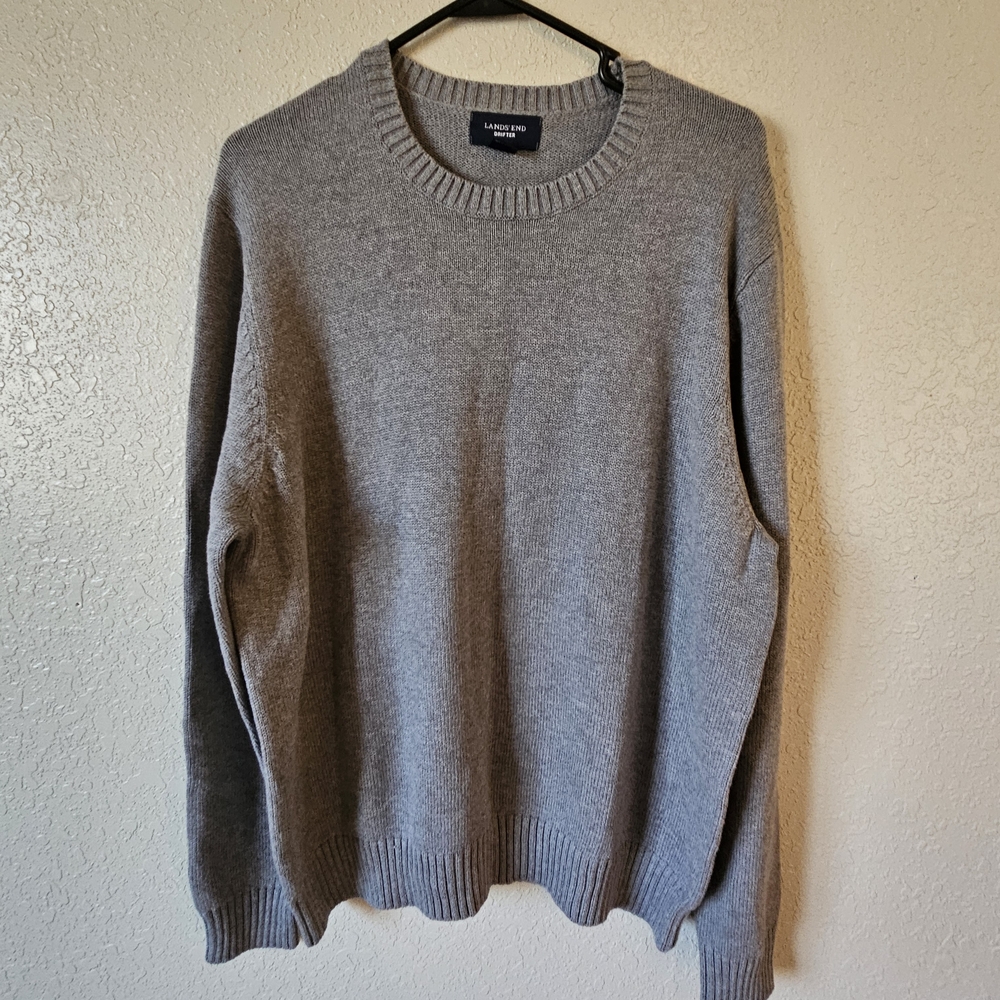 Lands' End Men's Classic Gray Crewneck Sweater